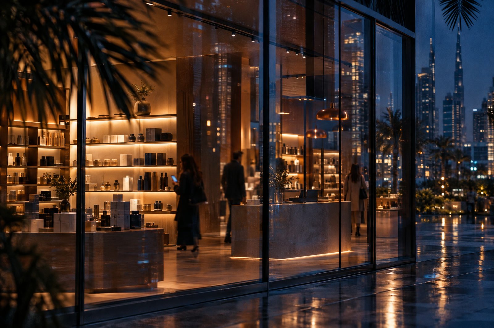 متجر Retail في دبي بالليل